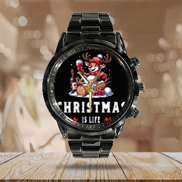 Discover Reindeer With Wine - Christmas Vibes Calendar Steel Band Watch