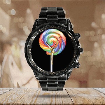 Discover Lollipop Rainbow Sucker Candy Costume Halloween Calendar Steel Band Watch