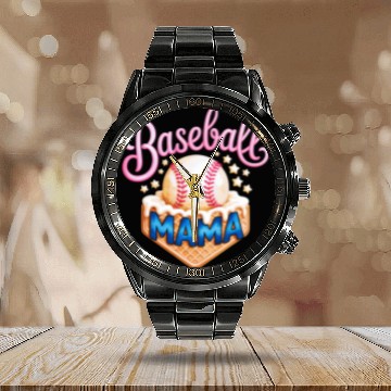 Discover Baseball Mama Ice Cream Cone Star Sports Parent Calendar Steel Band Watch