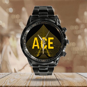 Discover Spades Card Game Player Ace Of Spades Calendar Steel Band Watch