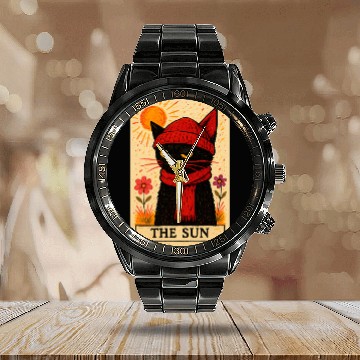 Discover Grumpy Cat Tarot Card The Sun Calendar Steel Band Watch