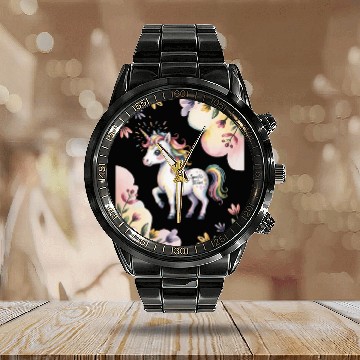 Discover Believe in Magic – Cute Rainbow Unicorn Fantasy Calendar Steel Band Watch