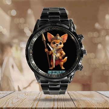 Discover Chiihuahua the Aztec Warrior Calendar Steel Band Watch