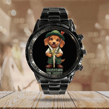Discover Dachshund the Yodler Calendar Steel Band Watch