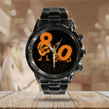 Discover Rest in peace 80s Calendar Steel Band Watch
