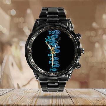 Discover Catch The Flow Fish Ocean Grafik Design Calendar Steel Band Watch