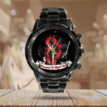 Discover The Devil Gets No Sympathy Calendar Steel Band Watch