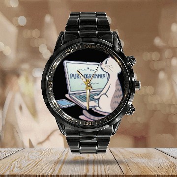 Discover Paws-on Keyboard Engineer Calendar Steel Band Watch