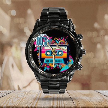 Discover 80s Music Calendar Steel Band Watch