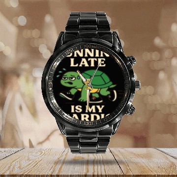 Discover Running Late Turtle Relatable Fitness Calendar Steel Band Watch