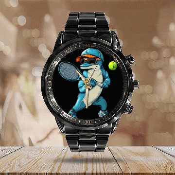 Discover Dolphins Tennis Calendar Steel Band Watch