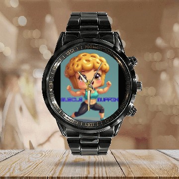 Discover MUSCLE MUFFIN-Muscle Pose Calendar Steel Band Watch