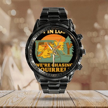 Discover Get In Loser – Funny Dog Squirrel Chase design Calendar Steel Band Watch