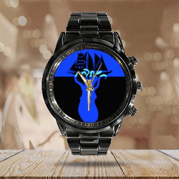 Discover Octopus Ship Attack Sailing Sailboat Sea Monster Calendar Steel Band Watch