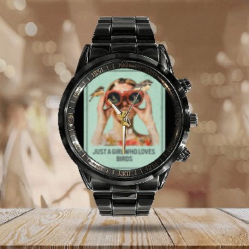 Discover Just a Girl who loves Birds - Birdwatching Calendar Steel Band Watch