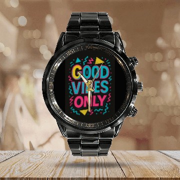 Discover Positive Energy – Retro 90s Neon Calendar Steel Band Watch