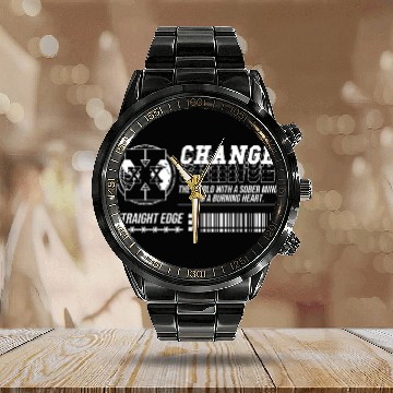 Discover Straight Edge Vegan, Against Drugs, Punk Calendar Steel Band Watch