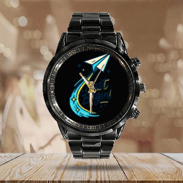 Discover Just Begin – Creative Paper Airplane Design Calendar Steel Band Watch