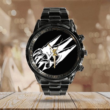 Discover Dragon Eye Claw Rip White Outline Calendar Steel Band Watch