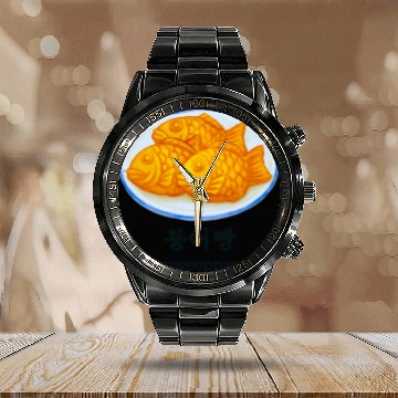 Discover I Love Bungeoppang - Korean Fish-Shaped Pastry Calendar Steel Band Watch