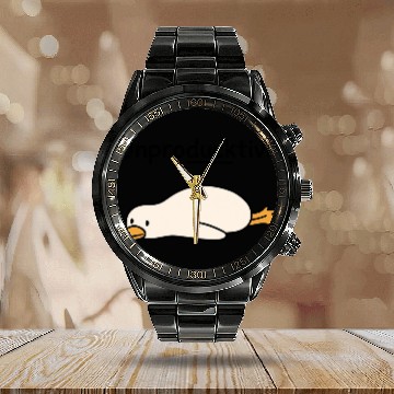 Discover Unproductive Duck Illustration for Humor  Calendar Steel Band Watch