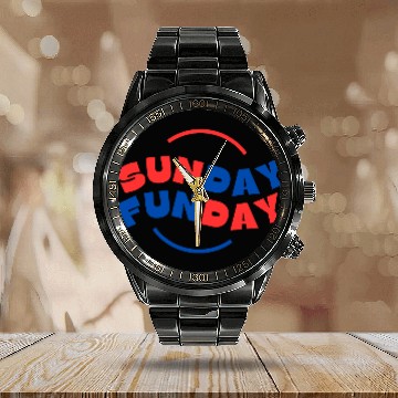 Discover SundayfundayEnjoy Sunday | Fun & Stylish Design Calendar Steel Band Watch