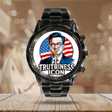 Discover Stephen Colbert – Truthiness Icon Retro Calendar Steel Band Watch