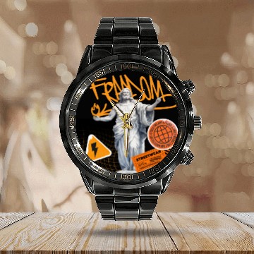 Discover Graffiti Sculpture Streetwear  Calendar Steel Band Watch
