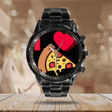 Discover I LOVE PIZZA #1 Calendar Steel Band Watch