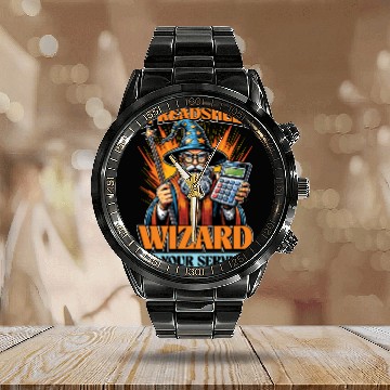 Discover Accounting Spreadsheet Wizard Bookkeeper Auditor Calendar Steel Band Watch
