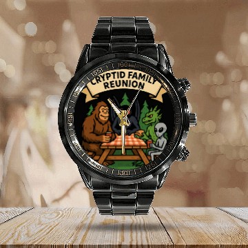 Discover Cryptid Family Reunion Calendar Steel Band Watch
