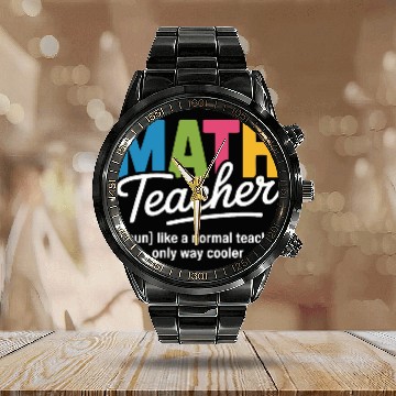 Discover Colorful Math Teacher Illustration Calendar Steel Band Watch