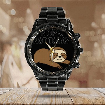 Discover Lazy Sloth Mood Calendar Steel Band Watch