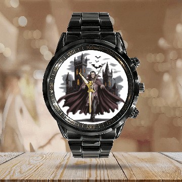 Discover Vampire Count Gothic Castle Print Calendar Steel Band Watch