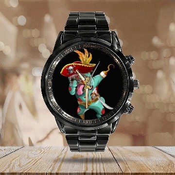 Discover Dabbing Pirate Zombie Pug Cute Halloween Pugs  Calendar Steel Band Watch