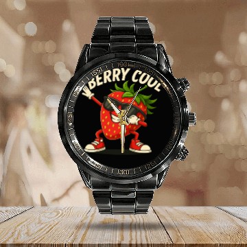 Discover Berry Cool Strawberry Calendar Steel Band Watch – Funny Back to School