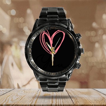 Discover You Are Enough - Self Love Heart Design Calendar Steel Band Watch