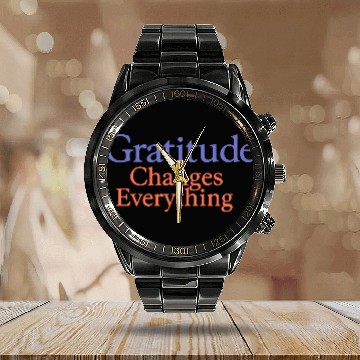 Discover Inspirational Gratitude Quote Design Calendar Steel Band Watch