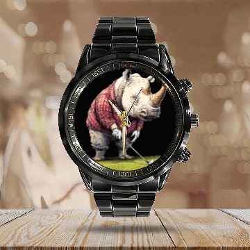 Discover Rhinoceros Golfer / Golf Rhinoceros Calendar Steel Band Watch