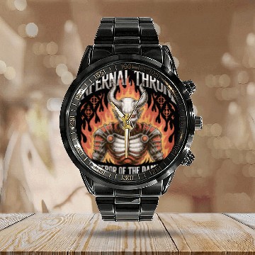 Discover Biomechanical Skull Flame Metal Calendar Steel Band Watch