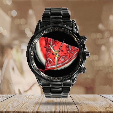 Discover Streetwear Watermelon Slice - Fresh Summer Fruit Calendar Steel Band Watch