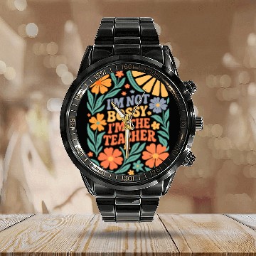 Discover Floral Teacher Affirmation Calendar Steel Band Watch