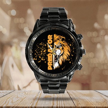 Discover Bold Lion Pride Graphic Calendar Steel Band Watch