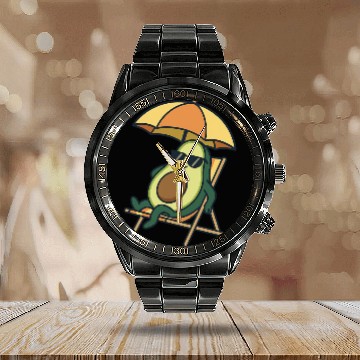 Discover Chill Avocado with Sunshade Calendar Steel Band Watch