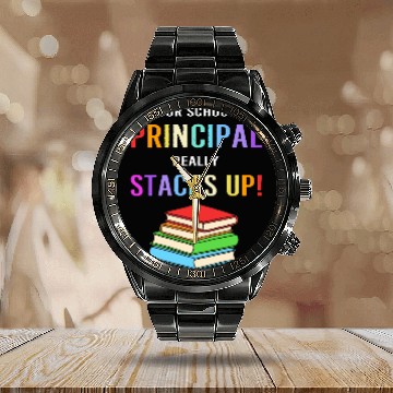 Discover School Principal Teacher School Day Calendar Steel Band Watch