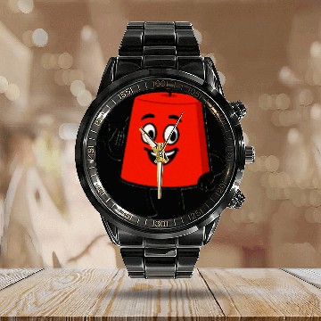 Discover Whimsical Red Lamp Character Design Calendar Steel Band Watch