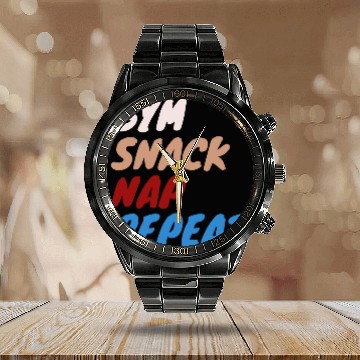 Discover Fitness Motivation Script Calendar Steel Band Watch