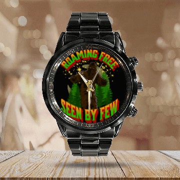 Discover Roaring Forest Bigfoot Design Calendar Steel Band Watch