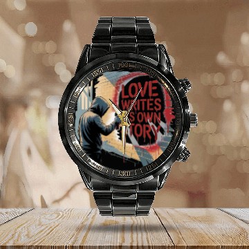 Discover Graffiti Art Love Story Wall Print Calendar Steel Band Watch