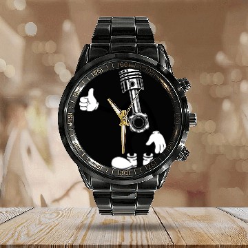 Discover Happy Piston Cartoon Calendar Steel Band Watch